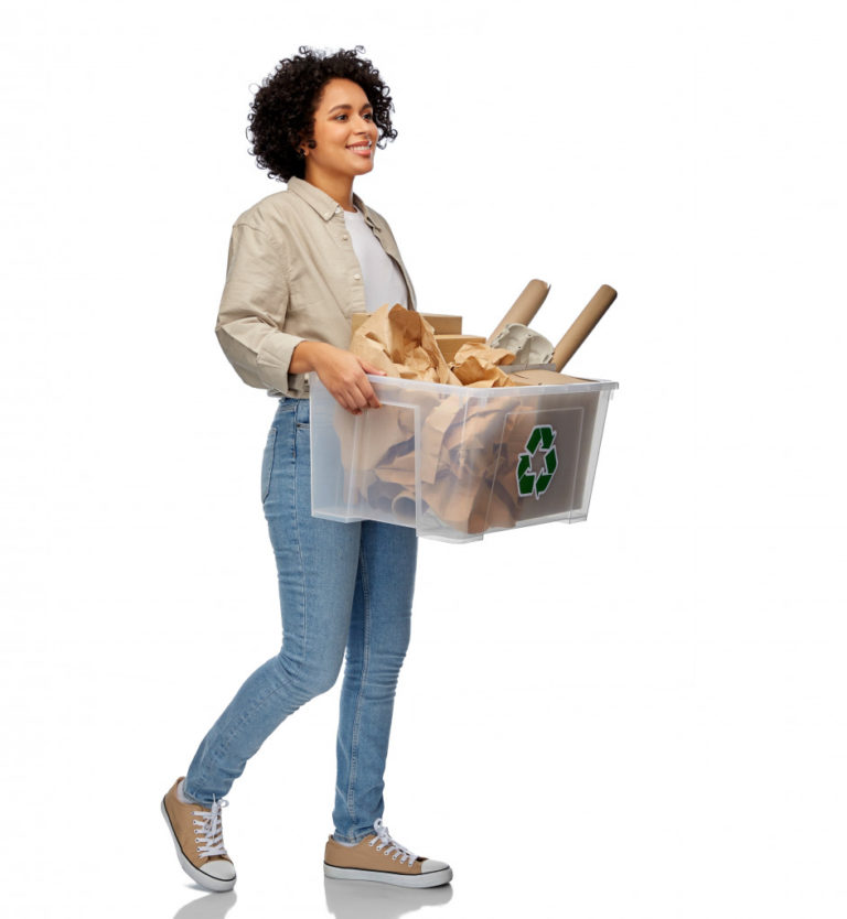 woman recycling